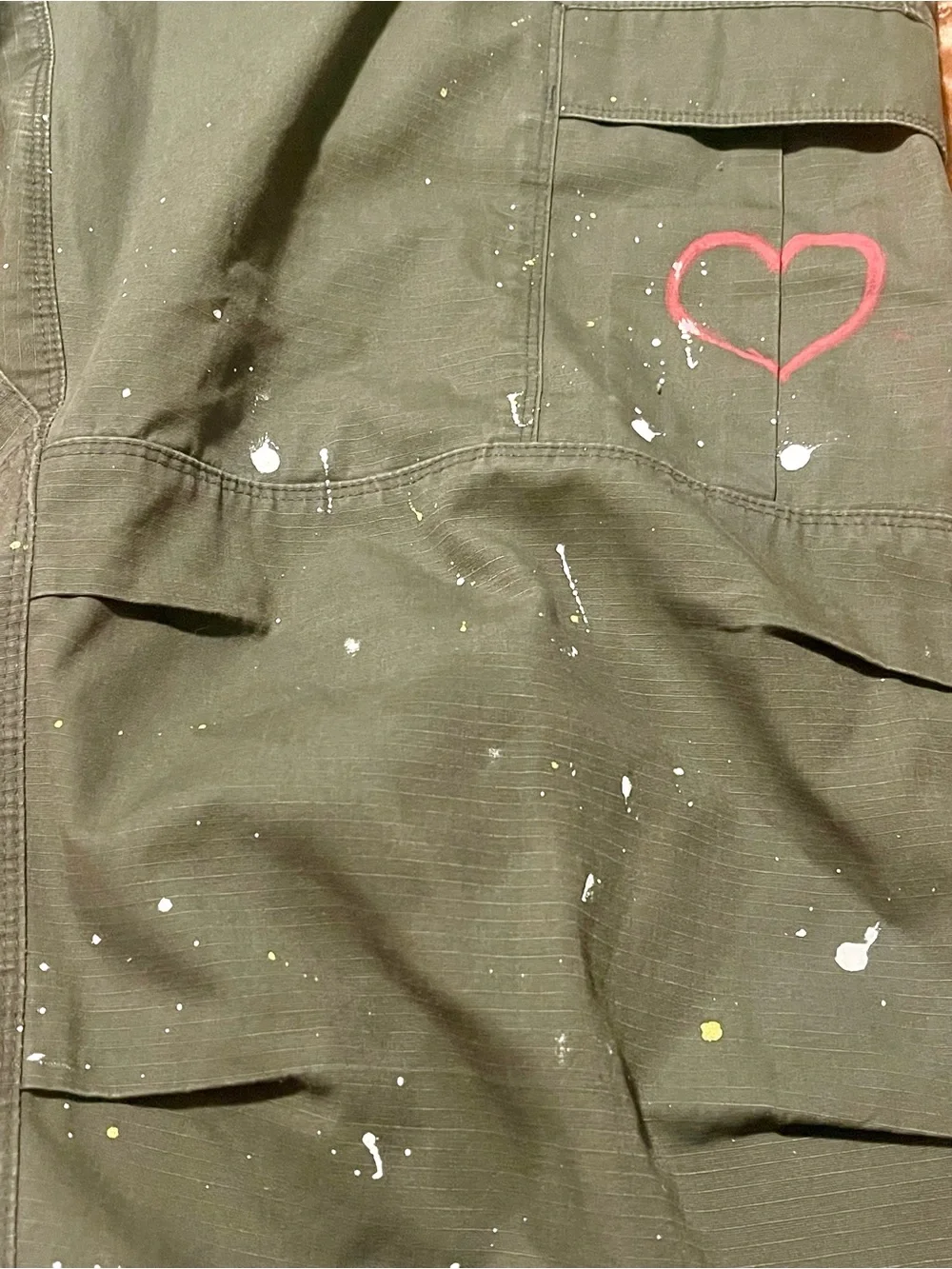 🔥 CUSTOM HAND-PAINTED Y2K OLIVE GREEN CROPPED UTILITY CARGO PANTS 🔥